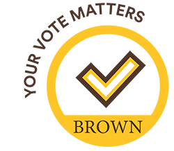 illustration of a brown votes sticker featuring a bullhorn
